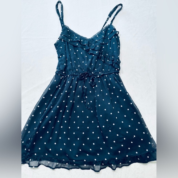 Hollister Dresses & Skirts - Hollister Blue Polka Dot Midi Dress Womens Size Medium